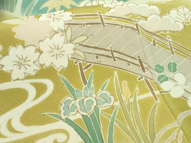 平和屋本店●極上　訪問着　駒刺繍　吉祥花風景　暈し染め　金彩　逸品　DZAB9777kh6