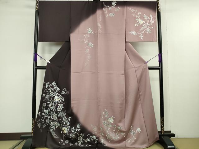 平和屋本店●極上　訪問着　花唐草文　暈し染め　金銀彩　ロング丈　逸品　DZAB9779kh6