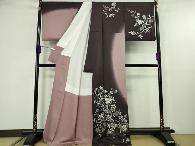 平和屋本店●極上　訪問着　花唐草文　暈し染め　金銀彩　ロング丈　逸品　DZAB9779kh6