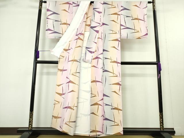 平和屋着物▽極上　菅原工房　菅原浩　漢方染　小紋　単衣　暈し染め　反端付き　逸品　DZAB9783kh6
