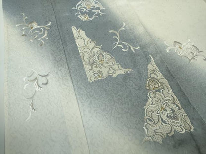 平和屋本店＊極上　夏物　訪問着　総刺繍　紋紗　洋花文　暈し染め　金銀糸　ロング丈　逸品　DZAB9788kh6