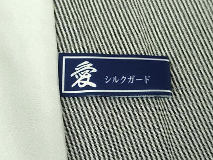 平和屋着物▽極上　江戸小紋　伝統工芸伊勢型写　単衣　五役　万筋　黒×絹鼠色　反端付き　逸品　未使用　DZAB9789kh6