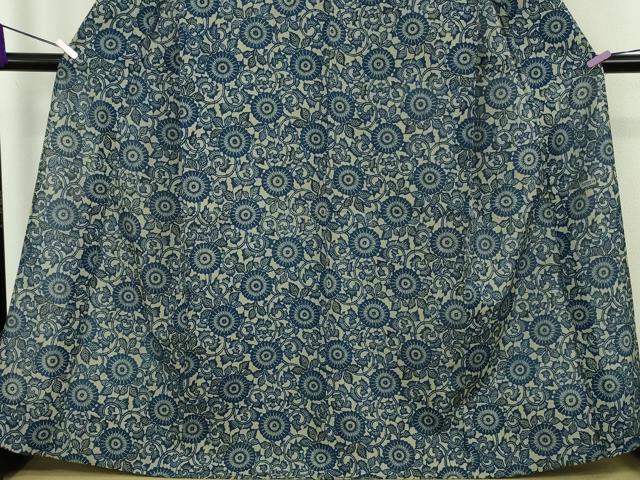 平和屋着物＊極上　夏物　本場阿波藍染　角田智造　小紋　型染　菊唐草文　逸品　DZAB9791kh6