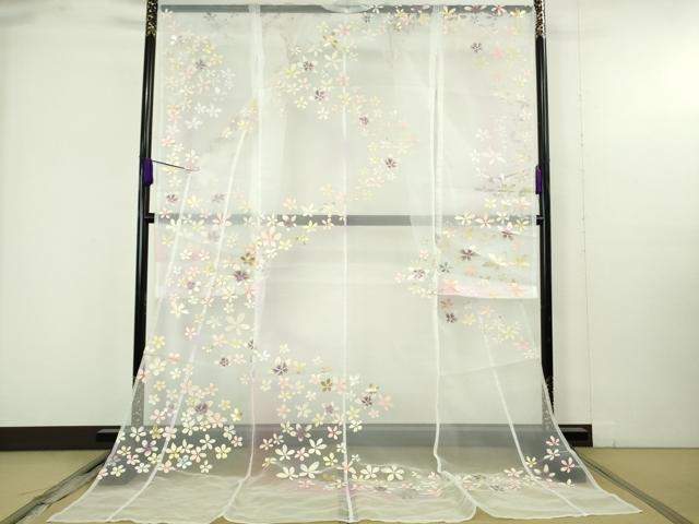 平和屋本店＊極上　夏物　お引きずり・お引き摺り・引き振袖　オーガンジー　舞花文　金銀彩　逸品　DZAB9795kh6