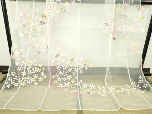 平和屋本店＊極上　夏物　お引きずり・お引き摺り・引き振袖　オーガンジー　舞花文　金銀彩　逸品　DZAB9795kh6
