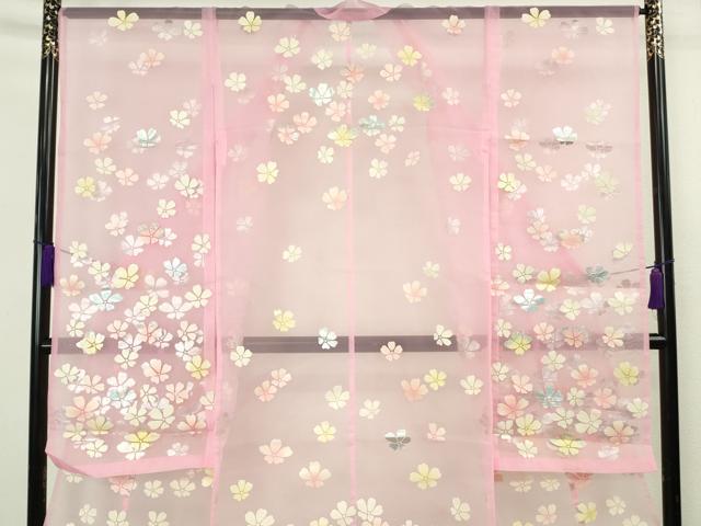 平和屋本店＊極上　夏物　お引きずり・お引き摺り・引き振袖　オーガンジー　舞花文　銀彩　逸品　DZAB9796kh6