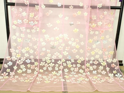 平和屋本店＊極上　夏物　お引きずり・お引き摺り・引き振袖　オーガンジー　舞花文　銀彩　逸品　DZAB9796kh6