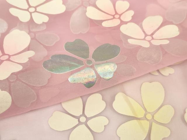 平和屋本店＊極上　夏物　お引きずり・お引き摺り・引き振袖　オーガンジー　舞花文　銀彩　逸品　DZAB9796kh6