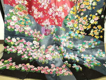 平和屋本店●極上 中国三大刺繍 相良刺繍 総刺繍 絽刺し 色打掛 和装 婚礼 結婚式 花嫁 吉祥花文 金糸 仮絵羽　逸品　未使用　DZAB9797kh6