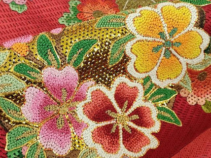平和屋本店●極上 中国三大刺繍 相良刺繍 総刺繍 絽刺し 色打掛 和装 婚礼 結婚式 花嫁 吉祥花文 金糸 仮絵羽　逸品　未使用　DZAB9797kh6