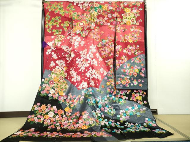 平和屋本店●極上 中国三大刺繍 相良刺繍 総刺繍 絽刺し 色打掛 和装 婚礼 結婚式 花嫁 吉祥花文 金糸 仮絵羽 逸品 未使用 DZAB9800kh6