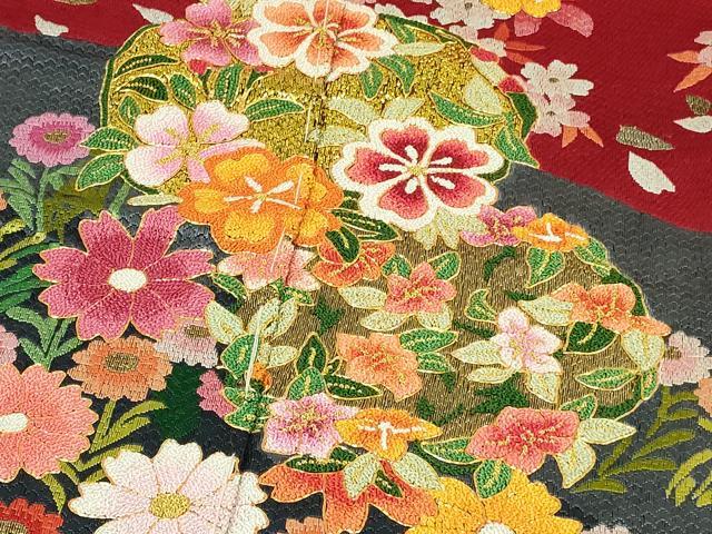 平和屋本店●極上 中国三大刺繍 相良刺繍 総刺繍 絽刺し 色打掛 和装 婚礼 結婚式 花嫁 吉祥花文 金糸 仮絵羽 逸品 未使用 DZAB9800kh6