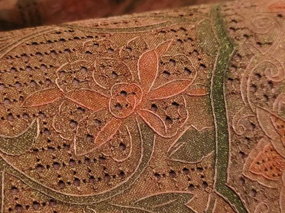 平和屋本店●極上　中国三大刺繍　スワトウ相良刺繍　総刺繍　袋帯　鏡裏花鳥文　金彩　金通し地　逸品　DZAB9816kh6