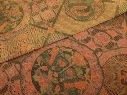 平和屋本店●極上　中国三大刺繍　スワトウ相良刺繍　総刺繍　袋帯　鏡裏花鳥文　金彩　金通し地　逸品　DZAB9816kh6