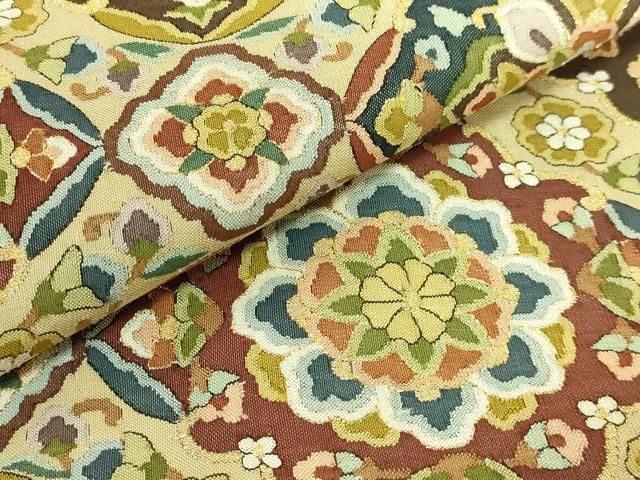 平和屋本店●極上　明綴れ　袋帯　格天井花文　金糸　逸品　DZAB9817kh6