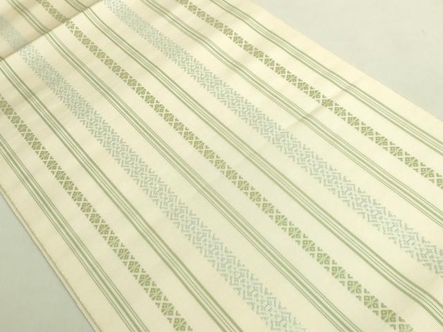 平和屋本店●極上　人間国宝　小川規三郎　本場筑前博多献上織　八寸名古屋帯　草木染　献上　逸品　DZAB9823kh6