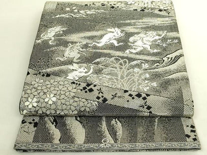 平和屋着物●極上　BANKAN　わものや　全通全景柄袋帯　金華山織　国宝鳥獣戯画絵巻　金銀糸　たとう紙付き　逸品　DZAB9829kh6