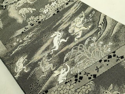 平和屋着物●極上　BANKAN　わものや　全通全景柄袋帯　金華山織　国宝鳥獣戯画絵巻　金銀糸　たとう紙付き　逸品　DZAB9829kh6