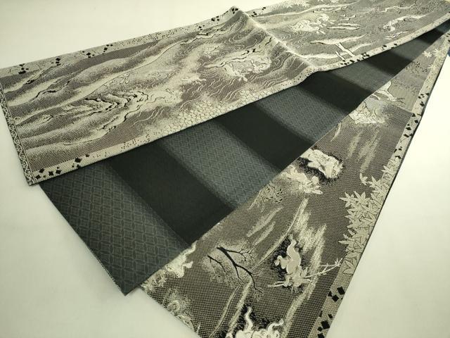 平和屋着物●極上　BANKAN　わものや　全通全景柄袋帯　金華山織　国宝鳥獣戯画絵巻　金銀糸　たとう紙付き　逸品　DZAB9829kh6