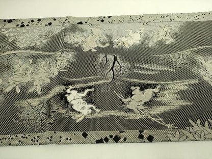 平和屋着物●極上　BANKAN　わものや　全通全景柄袋帯　金華山織　国宝鳥獣戯画絵巻　金銀糸　たとう紙付き　逸品　DZAB9829kh6