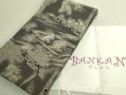 平和屋着物●極上　BANKAN　わものや　全通全景柄袋帯　金華山織　国宝鳥獣戯画絵巻　金銀糸　たとう紙付き　逸品　DZAB9829kh6