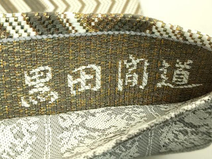 平和屋着物●極上　本場筑前博多織　両面　全通柄袋帯　黒田間道　古稀染　花兎　金糸　岡野織物　逸品　DZAB9832kh6