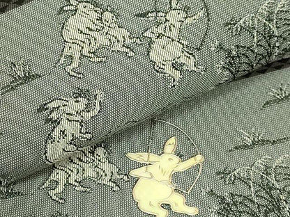 平和屋着物●極上　螺鈿作家　藤本隆士　全通柄袋帯　遊織紹巴　鳥獣戯画　金彩　逸品　DZAB9849kh6