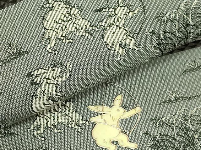 平和屋着物●極上　螺鈿作家　藤本隆士　全通柄袋帯　遊織紹巴　鳥獣戯画　金彩　逸品　DZAB9849kh6