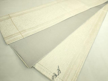 平和屋着物●極上　両面　太鼓柄袋帯　手描き　雷神　藍　金糸　逸品　DZAB9853kh6