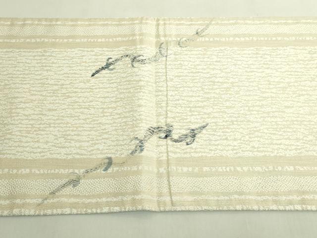 平和屋着物●極上　両面　太鼓柄袋帯　手描き　雷神　藍　金糸　逸品　DZAB9853kh6