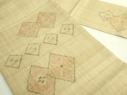 平和屋着物●極上　銀座　志ま亀　九寸名古屋帯　紬地　菱　たとう紙付き　逸品　DZAB9872kh6