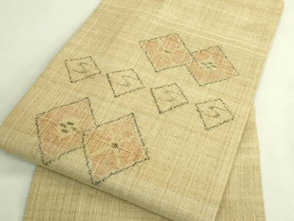 平和屋着物●極上　銀座　志ま亀　九寸名古屋帯　紬地　菱　たとう紙付き　逸品　DZAB9872kh6