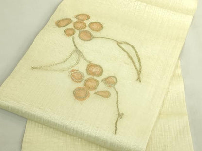 平和屋着物＊極上　夏物　工芸染織　むら田　九寸名古屋帯　すくい織　舞花文　金糸　たとう紙付き　逸品　DZAB9882kh6