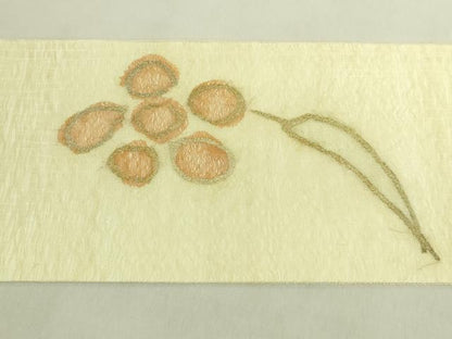 平和屋着物＊極上　夏物　工芸染織　むら田　九寸名古屋帯　すくい織　舞花文　金糸　たとう紙付き　逸品　DZAB9882kh6