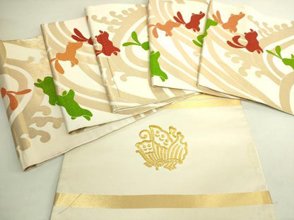 平和屋本店●極上　だらり帯　芸子　舞妓　唐織　立波に兎　金糸　逸品　DZAB9888kh6