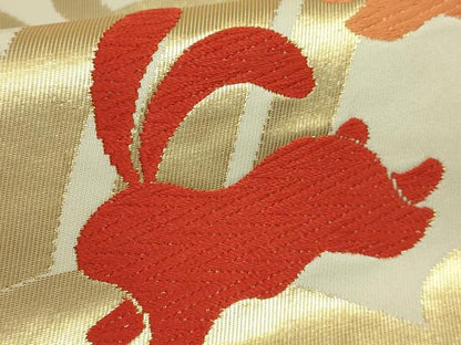 平和屋本店●極上　だらり帯　芸子　舞妓　唐織　立波に兎　金糸　逸品　DZAB9888kh6