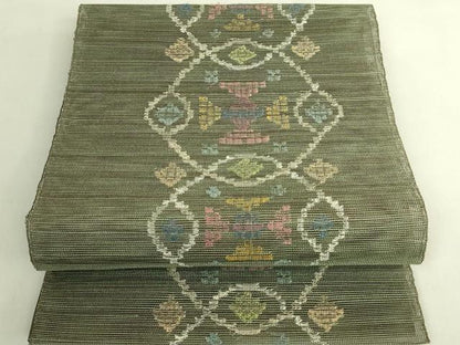 平和屋着物＊極上　夏物　1854年創業　帯屋捨松　八寸名古屋帯　間道　逸品　DZAB9889kh6