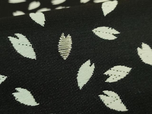 平和屋着物●極上　九寸名古屋帯　唐織　舞桜　黒地　銀糸　逸品　DZAB9896kh6