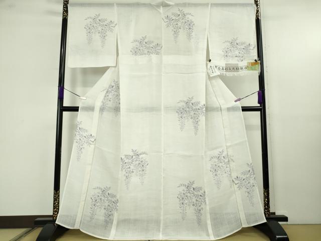 平和屋本店＊最高級　夏物　重要無形文化財　越後上布　鈴木苧紡庵　いざり機　藤花房　白地　証紙・タグ付き　逸品　未使用　DZAB9921kh6