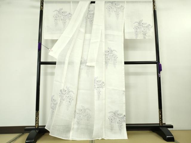 平和屋本店＊最高級　夏物　重要無形文化財　越後上布　鈴木苧紡庵　いざり機　藤花房　白地　証紙・タグ付き　逸品　未使用　DZAB9921kh6