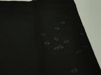 平和屋本店●極上　訪問着　総手刺繍　舞桜　濃紺地　暈し染め　京都きもの友禅扱い　反端付き　ロング丈　逸品　未使用　DZAB9933kh6