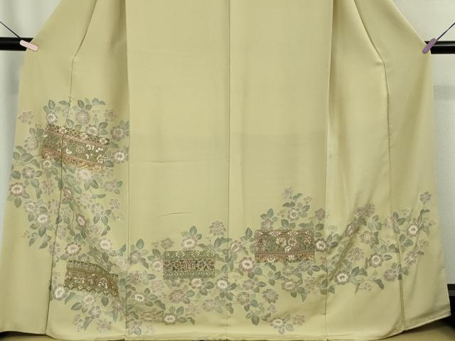 平和屋着物●極上　中国三大刺繍　スワトウ刺繍　汕頭刺繍　訪問着　草花文　蒸栗色地　金糸　ますいわ屋扱い　逸品　DZAB9934kh6