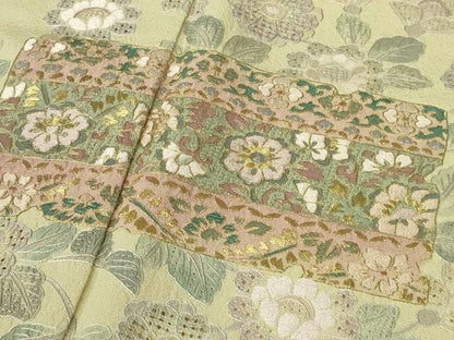 平和屋着物●極上　中国三大刺繍　スワトウ刺繍　汕頭刺繍　訪問着　草花文　蒸栗色地　金糸　ますいわ屋扱い　逸品　DZAB9934kh6
