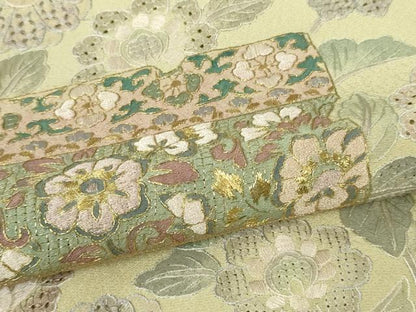 平和屋着物●極上　中国三大刺繍　スワトウ刺繍　汕頭刺繍　訪問着　草花文　蒸栗色地　金糸　ますいわ屋扱い　逸品　DZAB9934kh6