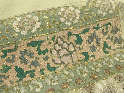 平和屋着物●極上　中国三大刺繍　スワトウ刺繍　汕頭刺繍　訪問着　草花文　蒸栗色地　金糸　ますいわ屋扱い　逸品　DZAB9934kh6