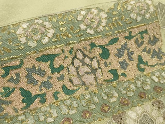 平和屋着物●極上　中国三大刺繍　スワトウ刺繍　汕頭刺繍　訪問着　草花文　蒸栗色地　金糸　ますいわ屋扱い　逸品　DZAB9934kh6