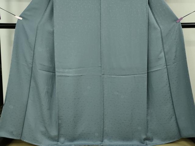 平和屋着物●極上　色無地　小石丸　菊地紋　藍鼠色　反端付き　逸品　未使用　DZAB9936kh6