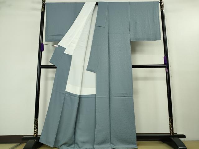 平和屋着物●極上　色無地　小石丸　菊地紋　藍鼠色　反端付き　逸品　未使用　DZAB9936kh6