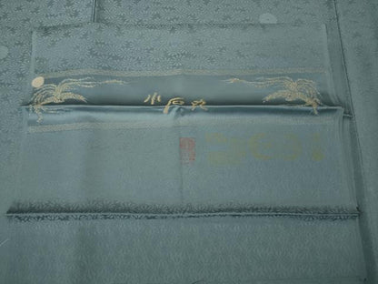 平和屋着物●極上　色無地　小石丸　菊地紋　藍鼠色　反端付き　逸品　未使用　DZAB9936kh6