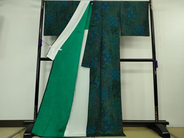 平和屋着物▽極上　小紋　単衣　京友禅　闍婆更紗　JAWASARASA　反端付き　逸品　未使用　DZAB9949kh6